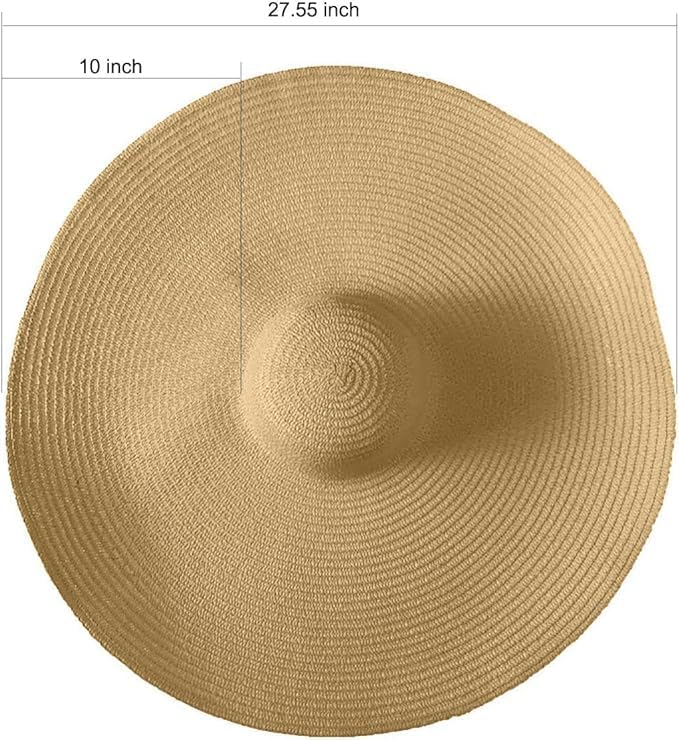 Tinkeep Oversized Beach Straw Hats for Women Extra Large Wide Brim Beach Hat Foldable Roll up Floppy Sun Hat - Image 2